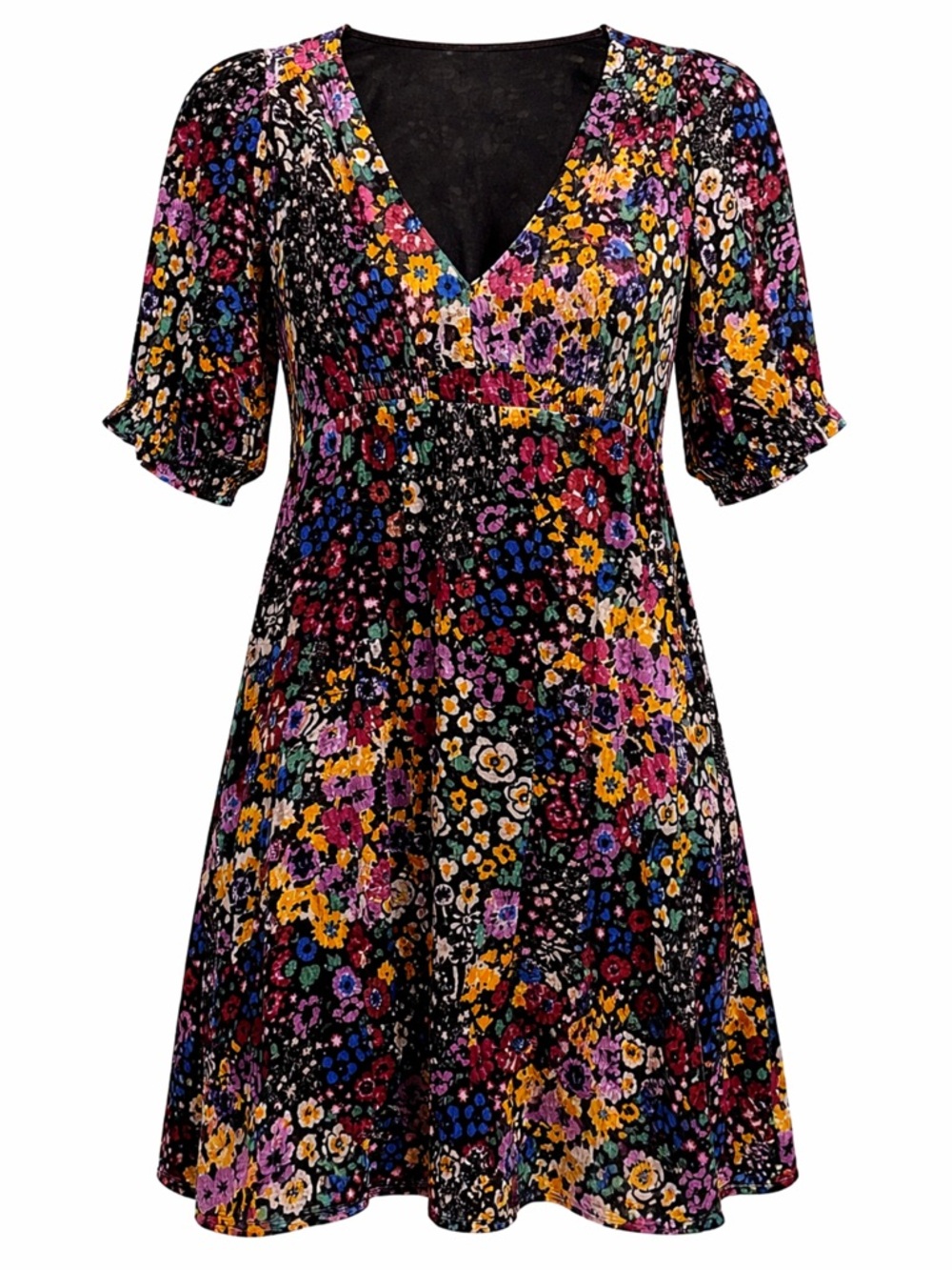 Anthropologie Francie Multicolor Floral Velvet Mini Dress Size 2